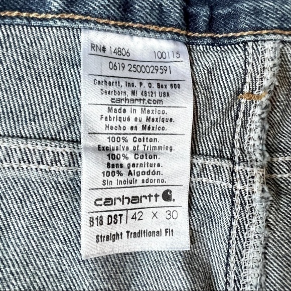 Men’s Carhartt Straight Traditional Fit Size 42 X 30 - Picture 3 of 6